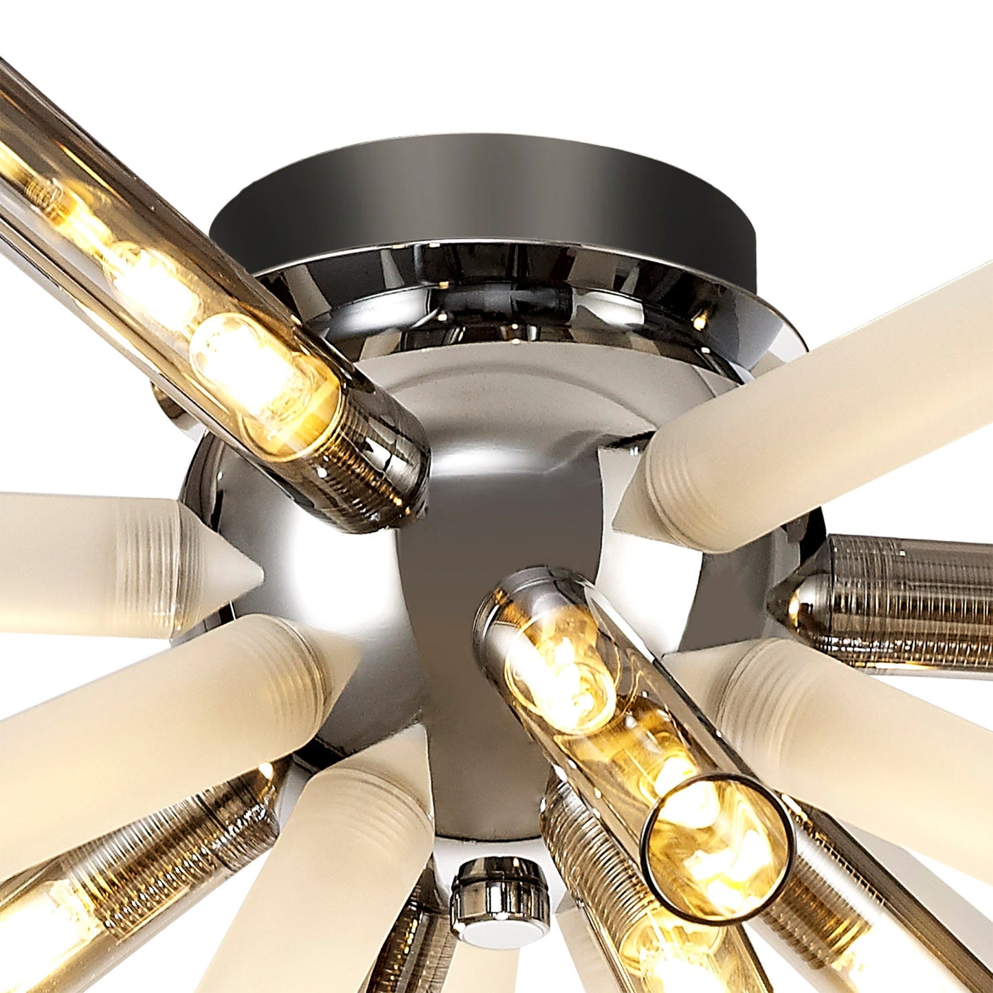 Sandiway Semi-Flush 8 Light G9, Smoked & Frosted and Polished Chrome