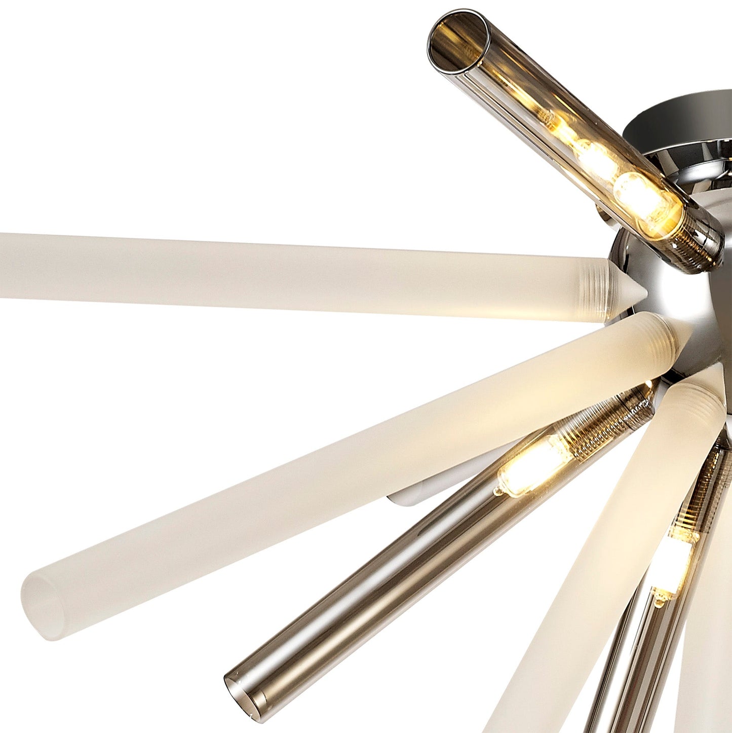 Sandiway Semi-Flush 8 Light G9, Smoked & Frosted and Polished Chrome