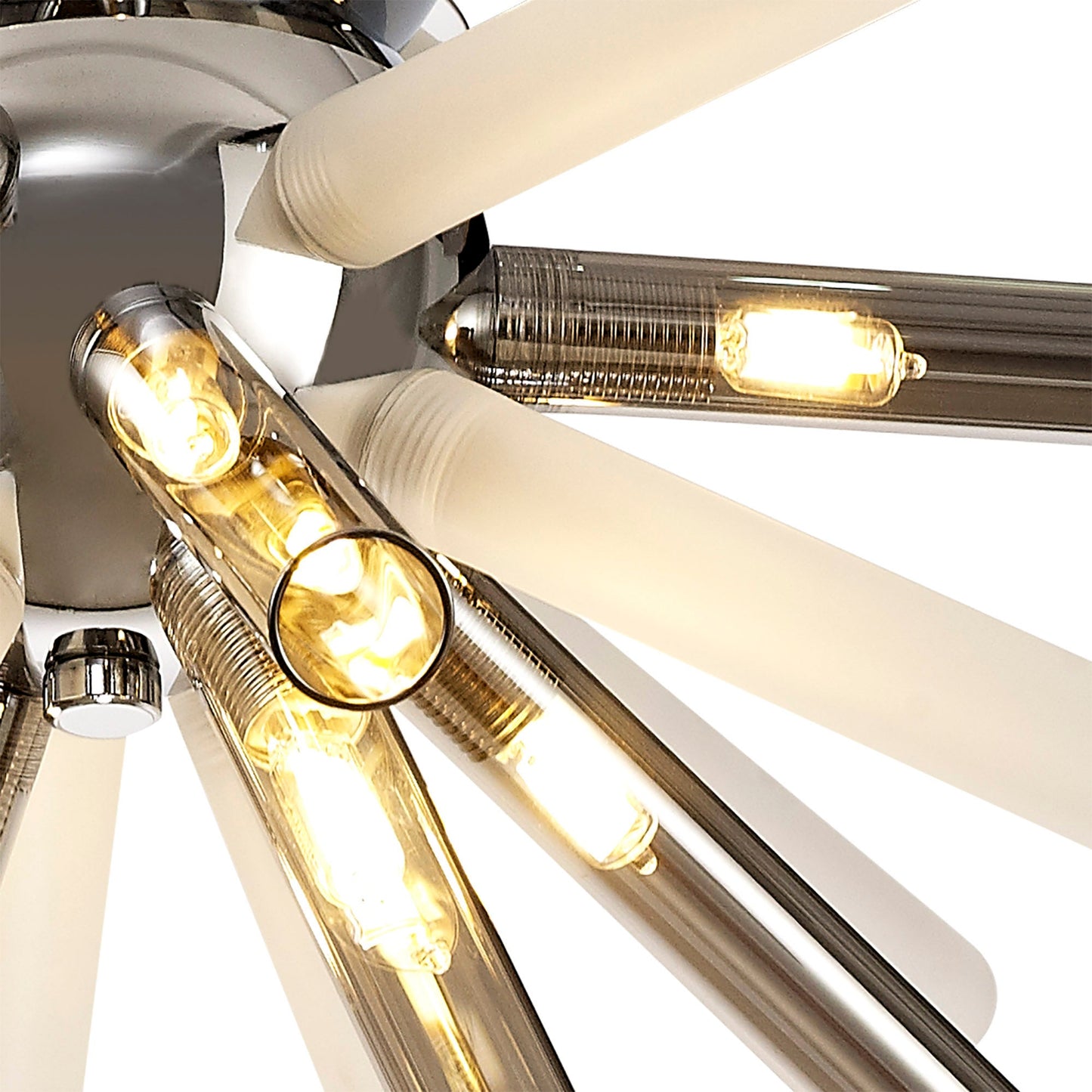 Sandiway Semi-Flush 8 Light G9, Smoked & Frosted and Polished Chrome