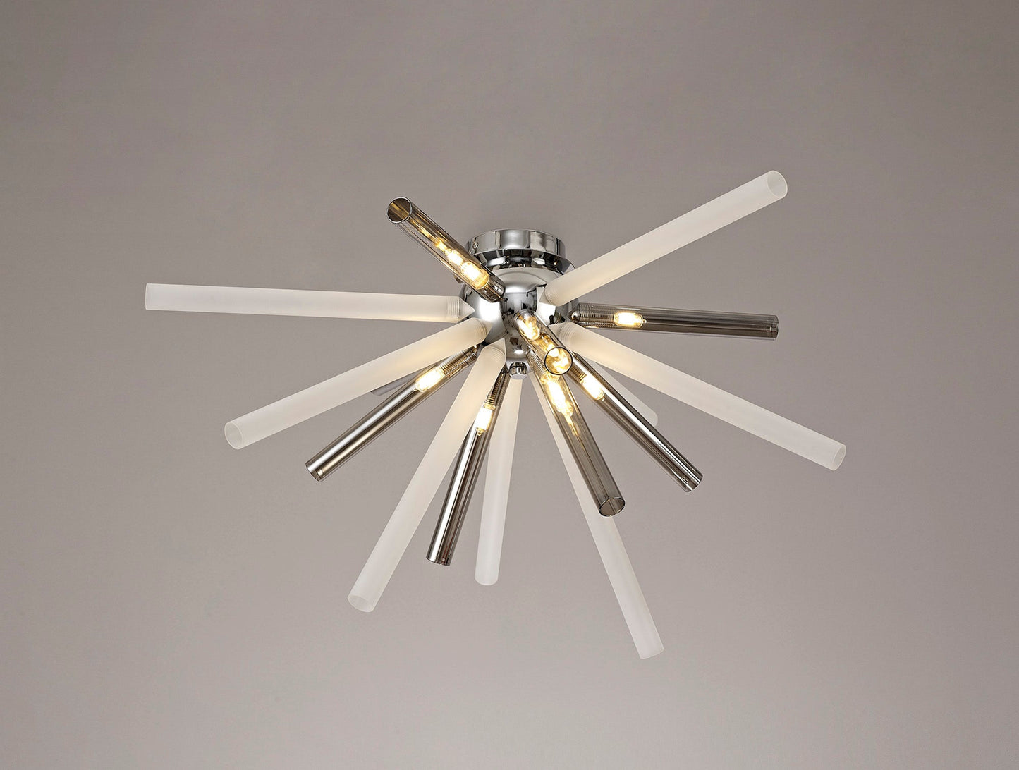 Sandiway Semi-Flush 8 Light G9, Smoked & Frosted and Polished Chrome