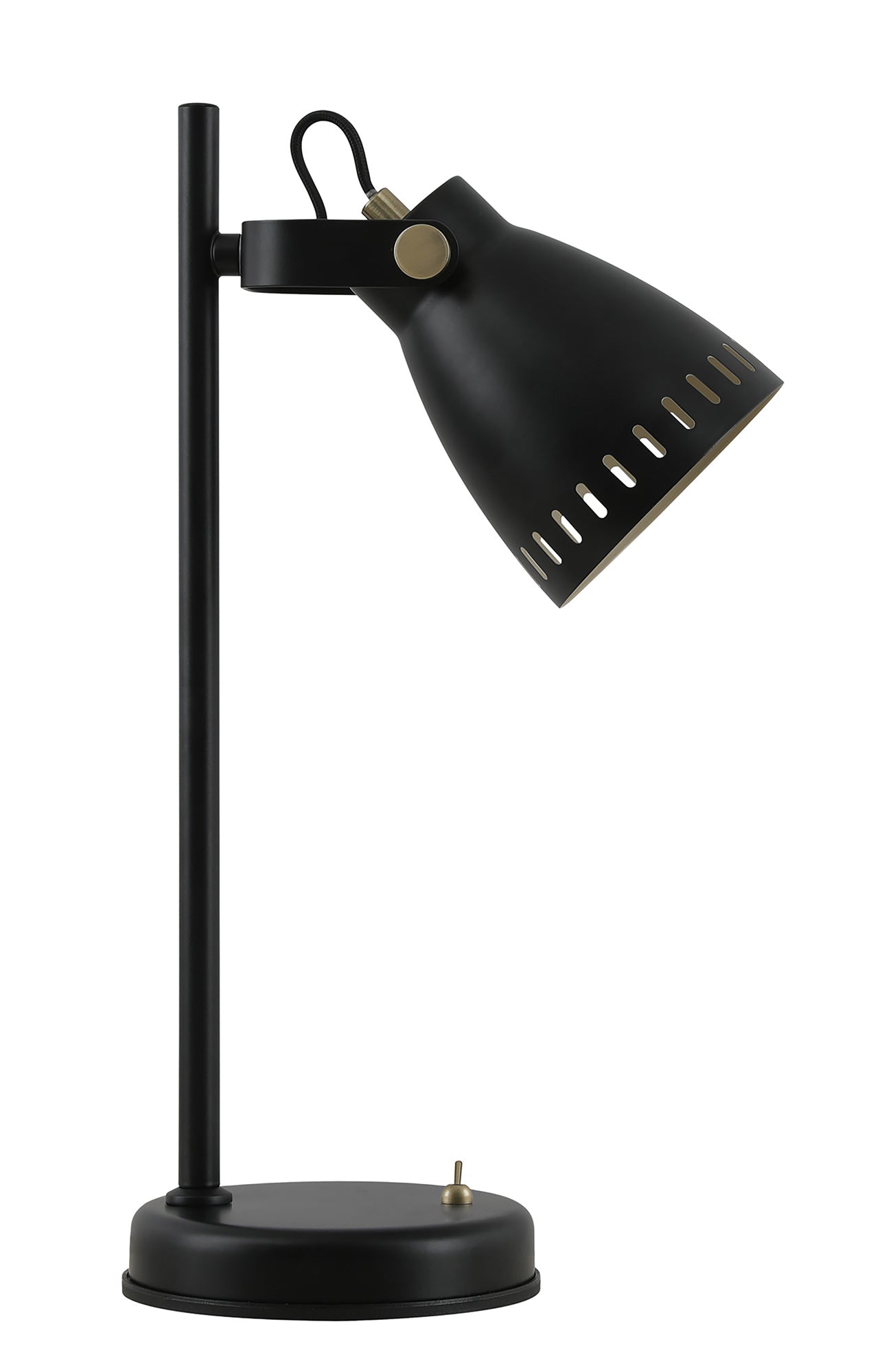 Snelson Adjustable Table Lamp, 1 x E27, Matt Black and Antique Brass and Khaki