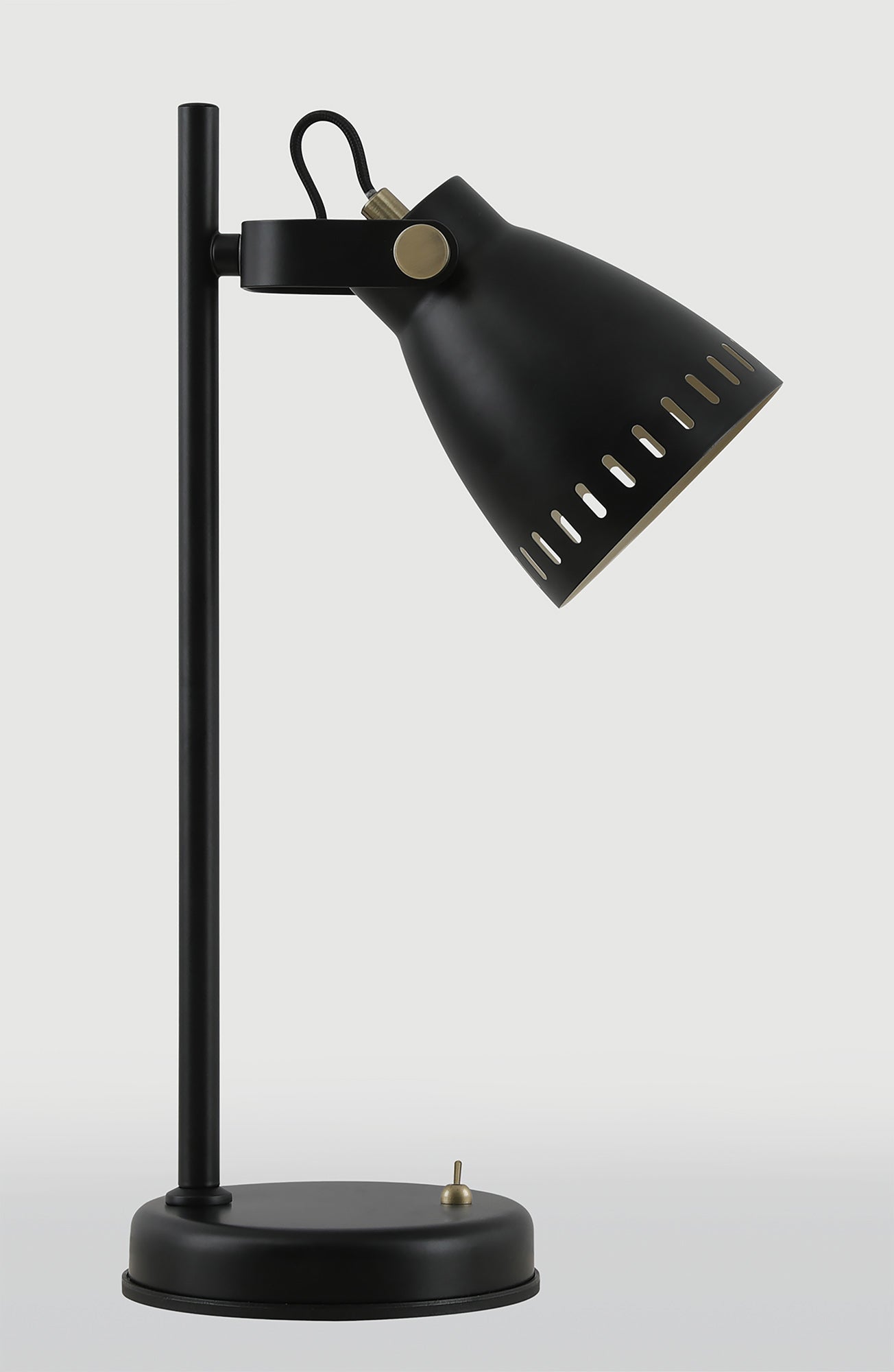 Snelson Adjustable Table Lamp, 1 x E27, Matt Black and Antique Brass and Khaki