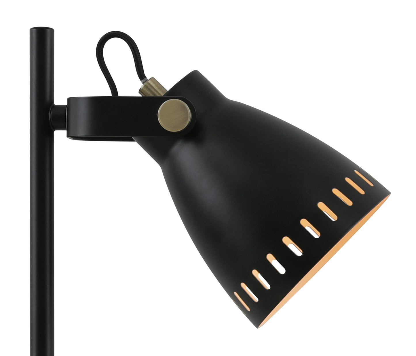 Snelson Adjustable Table Lamp, 1 x E27, Matt Black and Antique Brass and Khaki