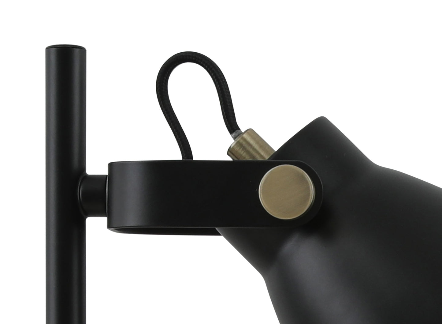 Snelson Adjustable Table Lamp, 1 x E27, Matt Black and Antique Brass and Khaki