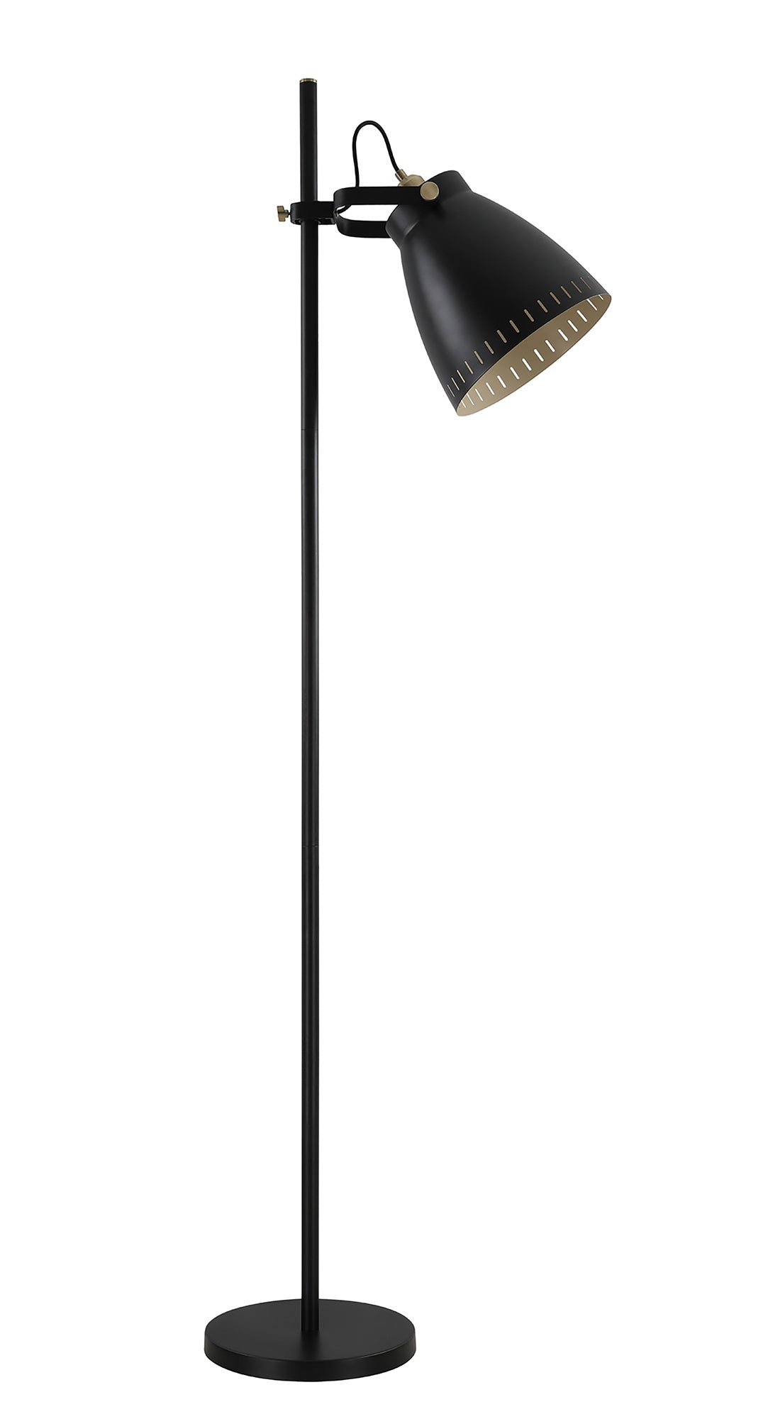 Snelson Adjustable Floor Lamp, 1 x E27, Matt Black and Antique Brass and Khaki