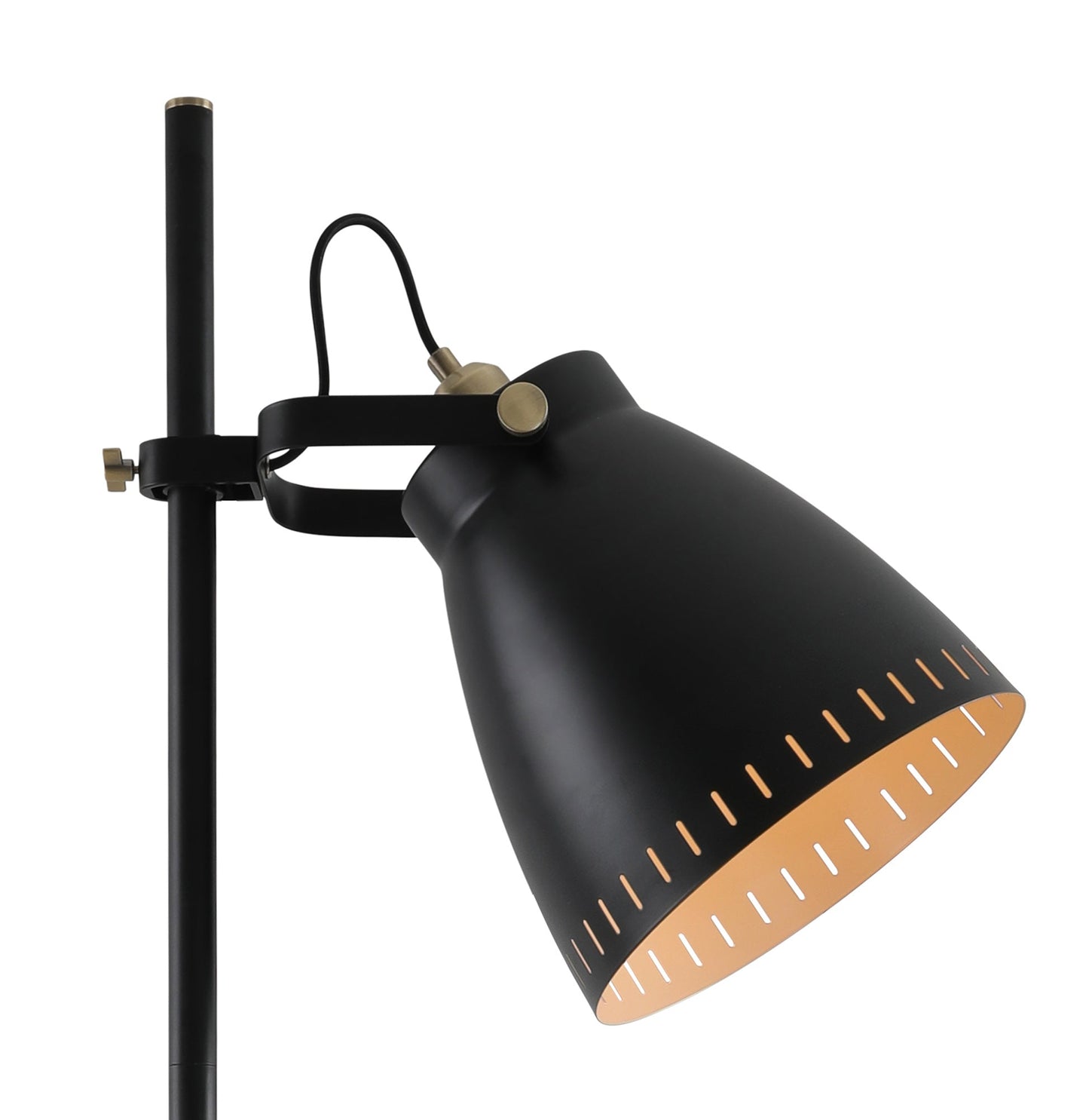 Snelson Adjustable Floor Lamp, 1 x E27, Matt Black and Antique Brass and Khaki