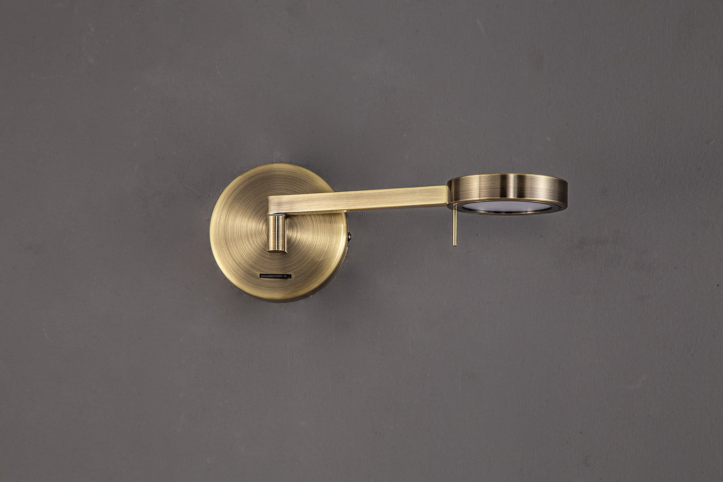 Somerford Switched Adjustable Wall Lamp and Reader, 1 x 8W LED, 3000K, Antique Brass, 3yrs Warranty