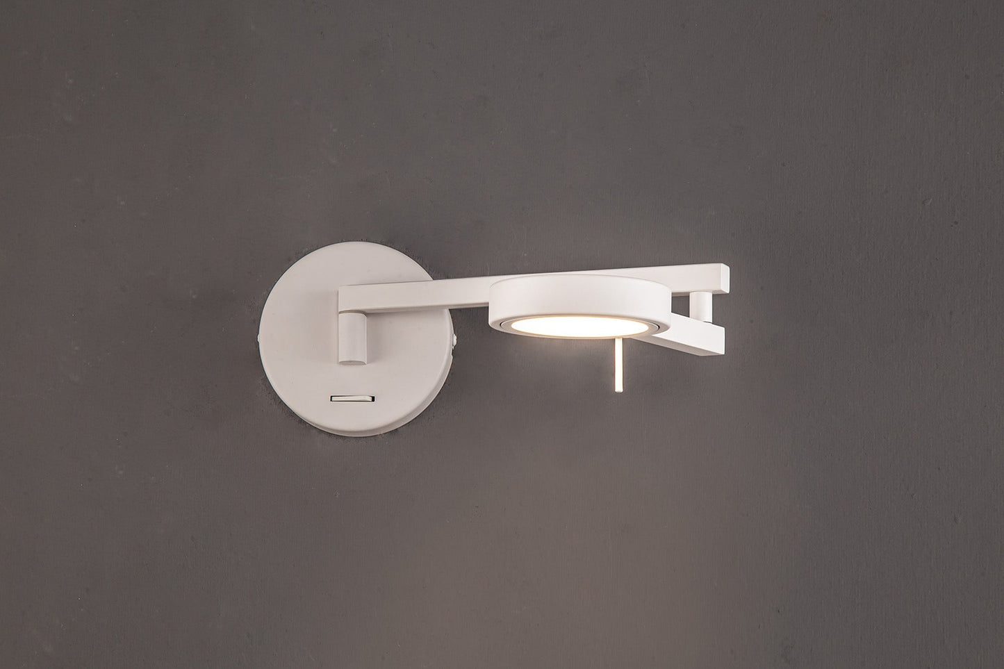 Somerford Switched Adjustable Swing Arm Wall Lamp and Reader, 1 x 8W LED, 3000K, Sand White, 3yrs Warranty