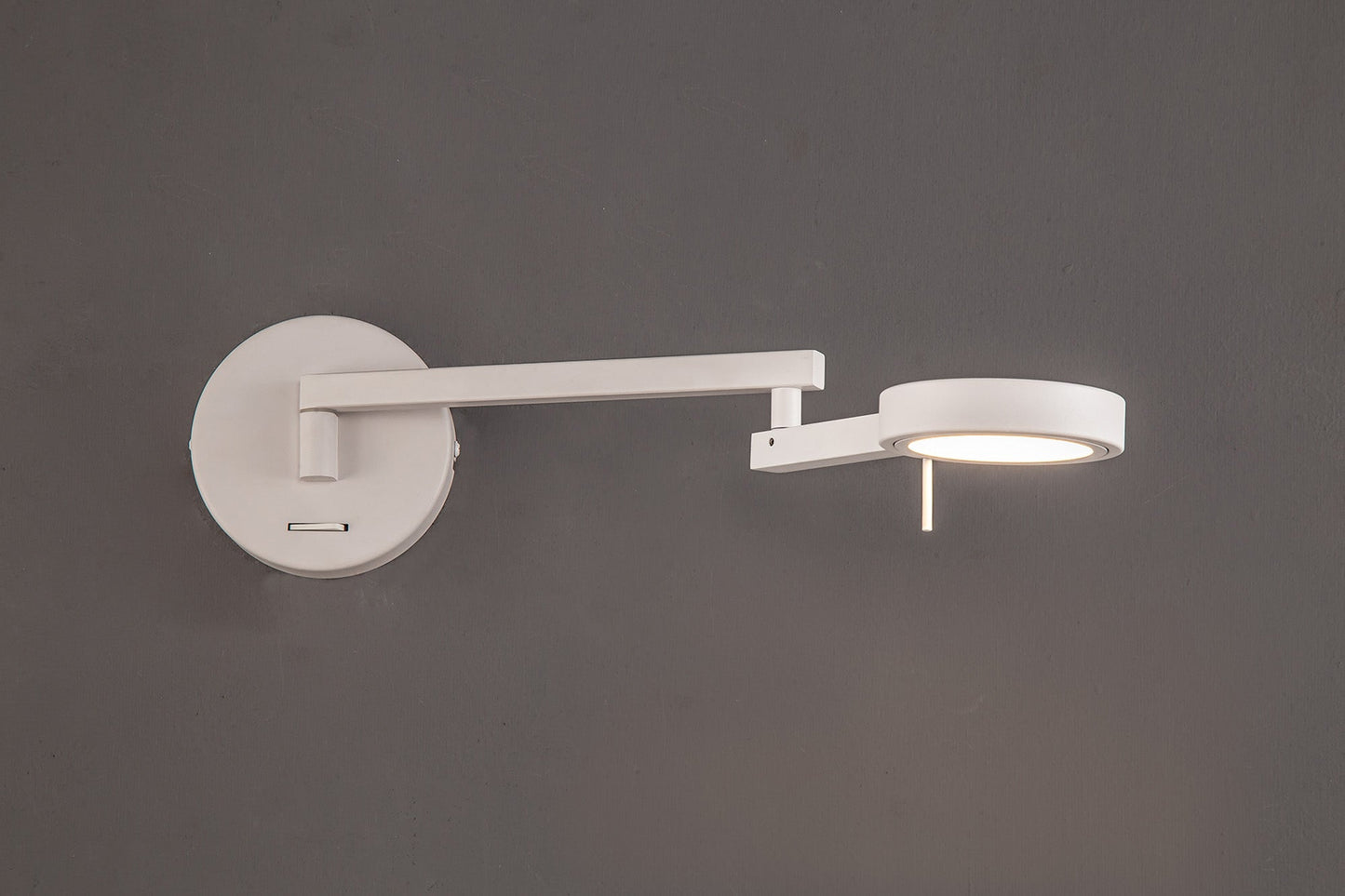 Somerford Switched Adjustable Swing Arm Wall Lamp and Reader, 1 x 8W LED, 3000K, Sand White, 3yrs Warranty