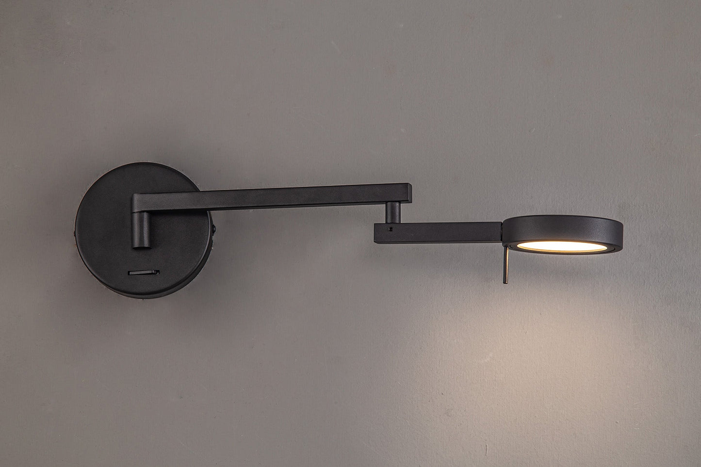 Somerford Switched Adjustable Swing Arm Wall Lamp and Reader, 1 x 8W LED, 3000K, Sand Black, 3yrs Warranty