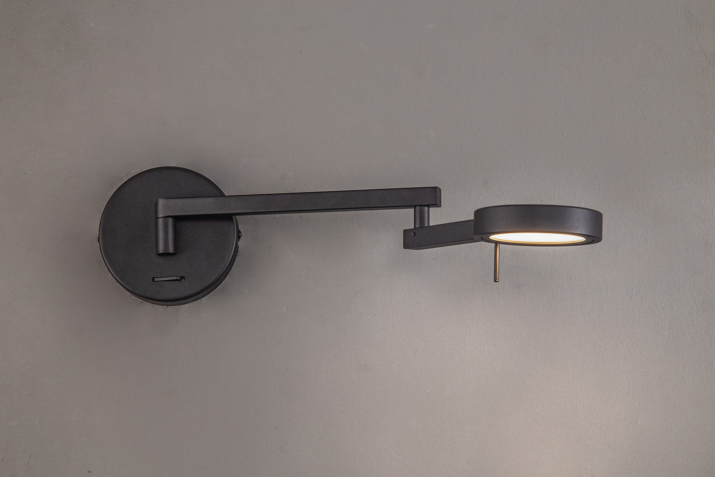 Somerford Switched Adjustable Swing Arm Wall Lamp and Reader, 1 x 8W LED, 3000K, Sand Black, 3yrs Warranty