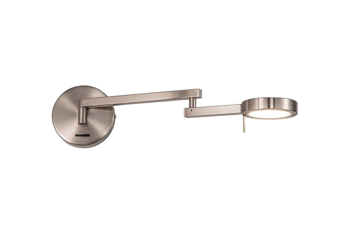 Somerford Switched Adjustable Swing Arm Wall Lamp and Reader, 1 x 8W LED, 3000K, Satin Nickel, 3yrs Warranty