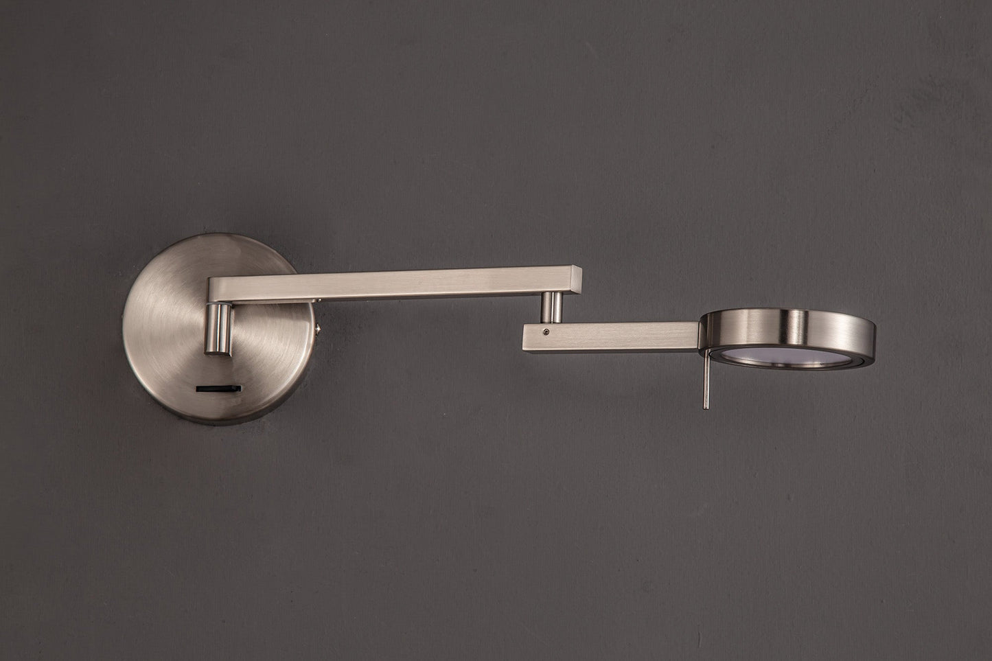 Somerford Switched Adjustable Swing Arm Wall Lamp and Reader, 1 x 8W LED, 3000K, Satin Nickel, 3yrs Warranty