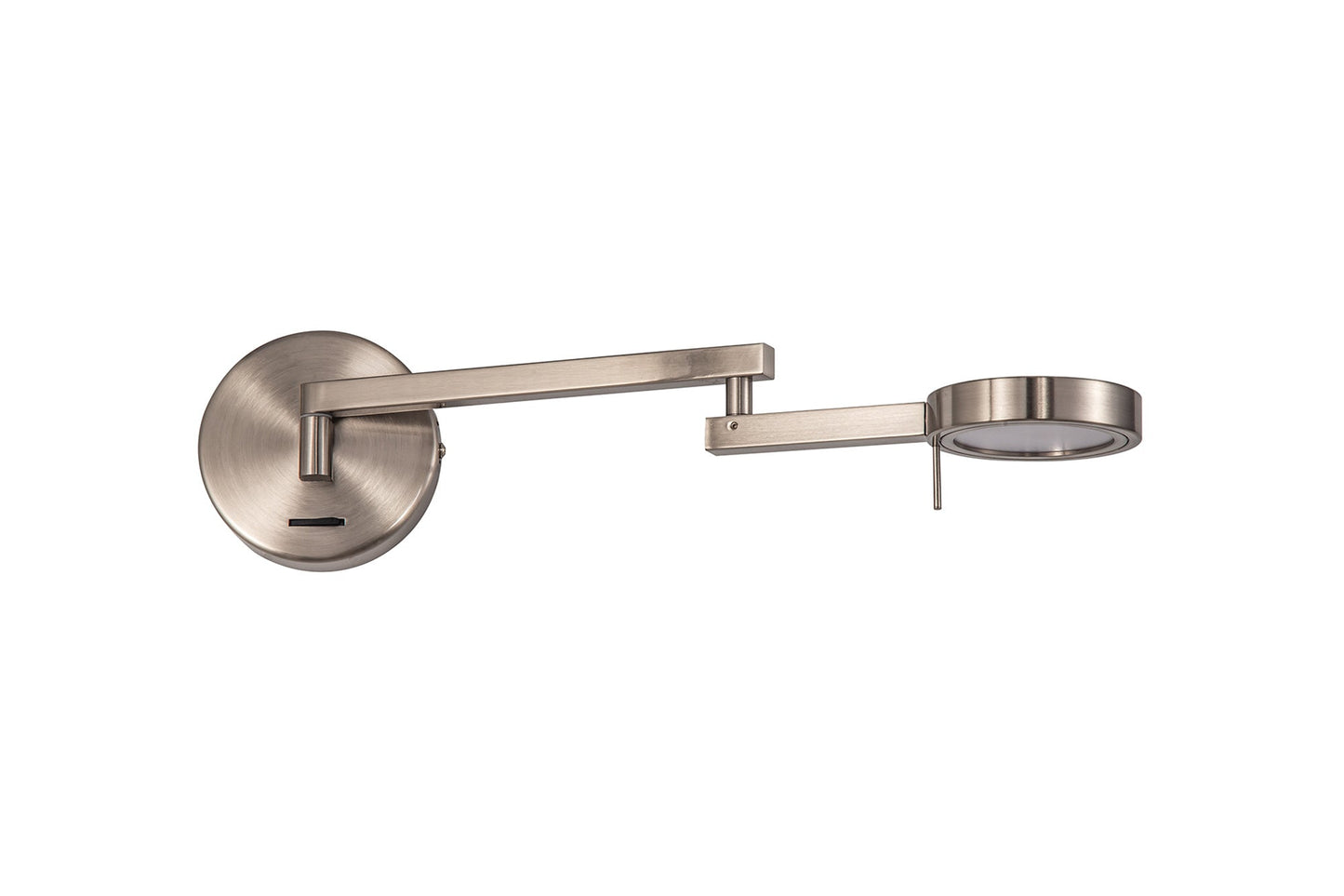 Somerford Switched Adjustable Swing Arm Wall Lamp and Reader, 1 x 8W LED, 3000K, Satin Nickel, 3yrs Warranty