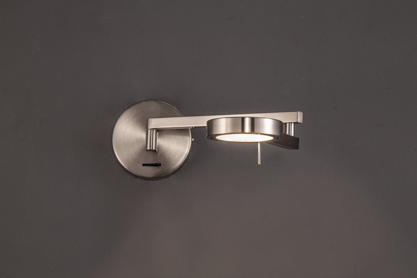 Somerford Switched Adjustable Swing Arm Wall Lamp and Reader, 1 x 8W LED, 3000K, Satin Nickel, 3yrs Warranty