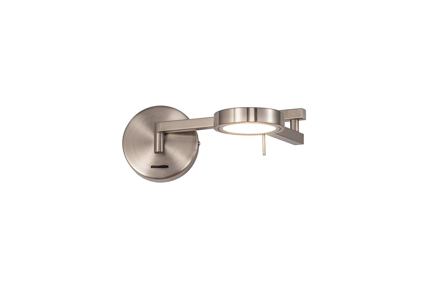 Somerford Switched Adjustable Swing Arm Wall Lamp and Reader, 1 x 8W LED, 3000K, Satin Nickel, 3yrs Warranty