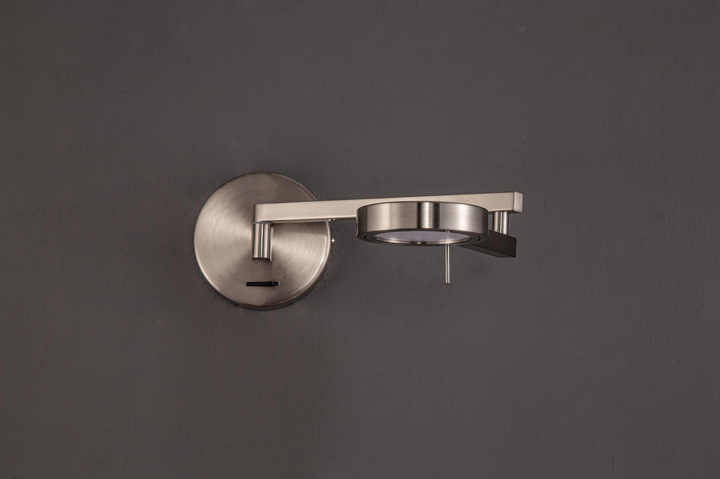 Somerford Switched Adjustable Swing Arm Wall Lamp and Reader, 1 x 8W LED, 3000K, Satin Nickel, 3yrs Warranty