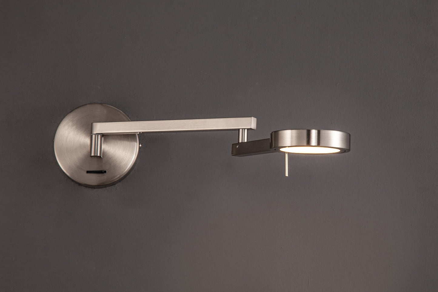 Somerford Switched Adjustable Swing Arm Wall Lamp and Reader, 1 x 8W LED, 3000K, Satin Nickel, 3yrs Warranty