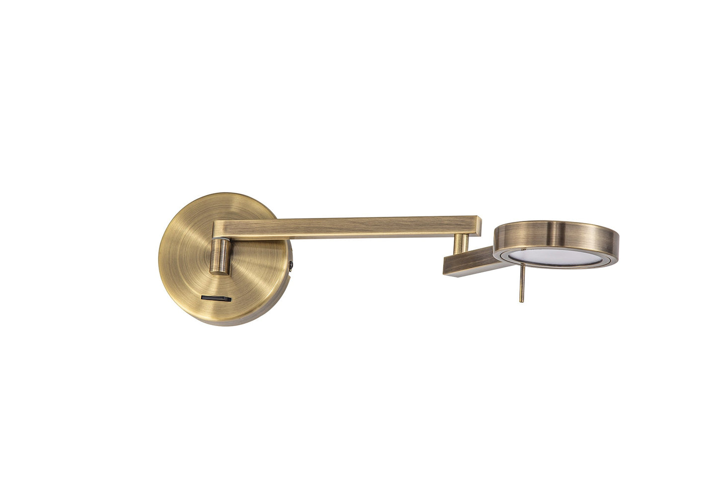 Somerford Switched Adjustable Swing Arm Wall Lamp and Reader, 1 x 8W LED, 3000K, Antique Brass, 3yrs Warranty