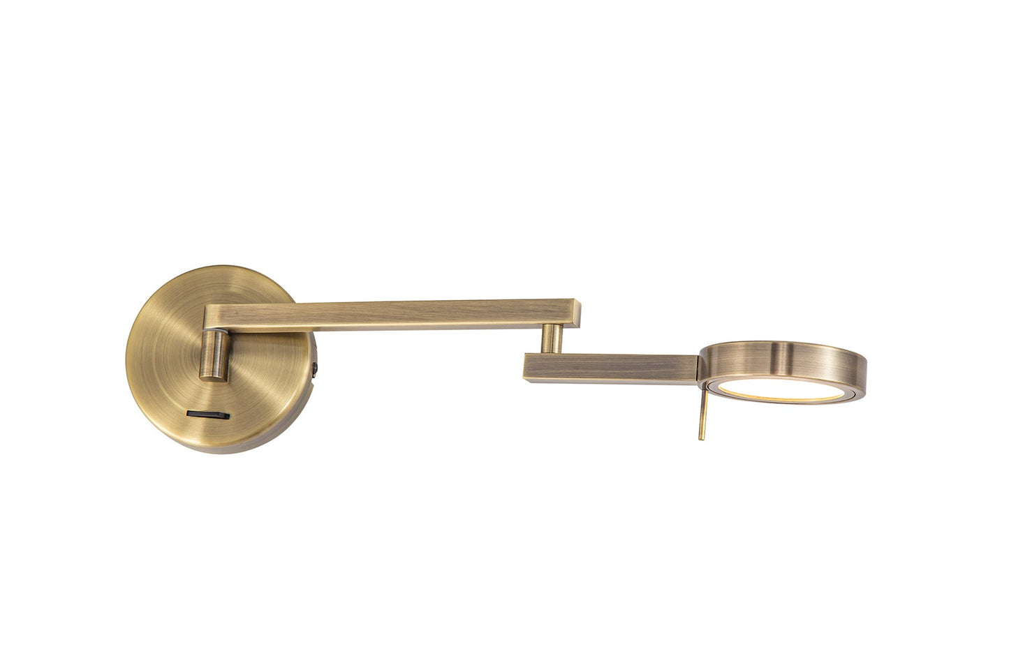 Somerford Switched Adjustable Swing Arm Wall Lamp and Reader, 1 x 8W LED, 3000K, Antique Brass, 3yrs Warranty
