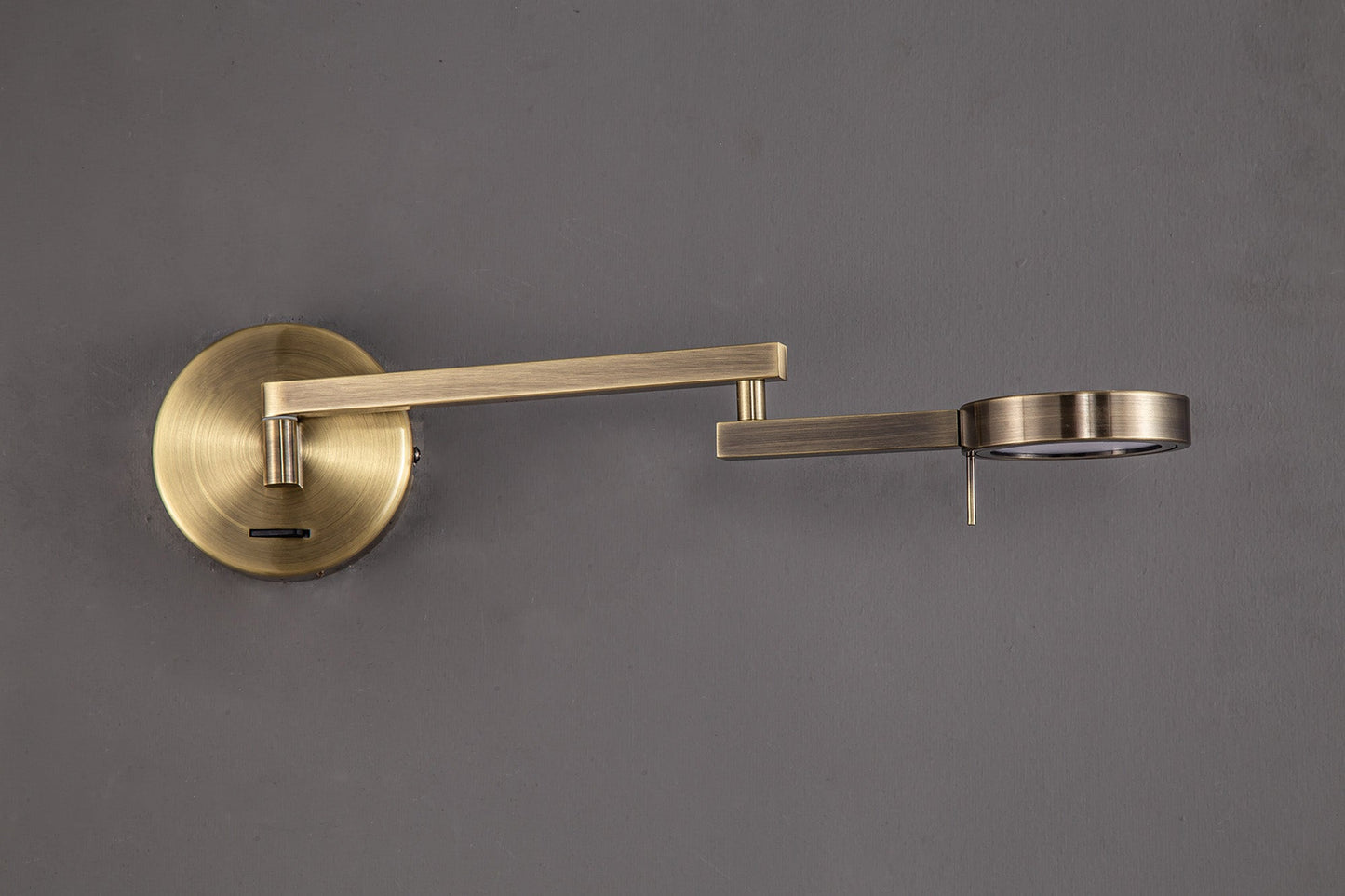 Somerford Switched Adjustable Swing Arm Wall Lamp and Reader, 1 x 8W LED, 3000K, Antique Brass, 3yrs Warranty