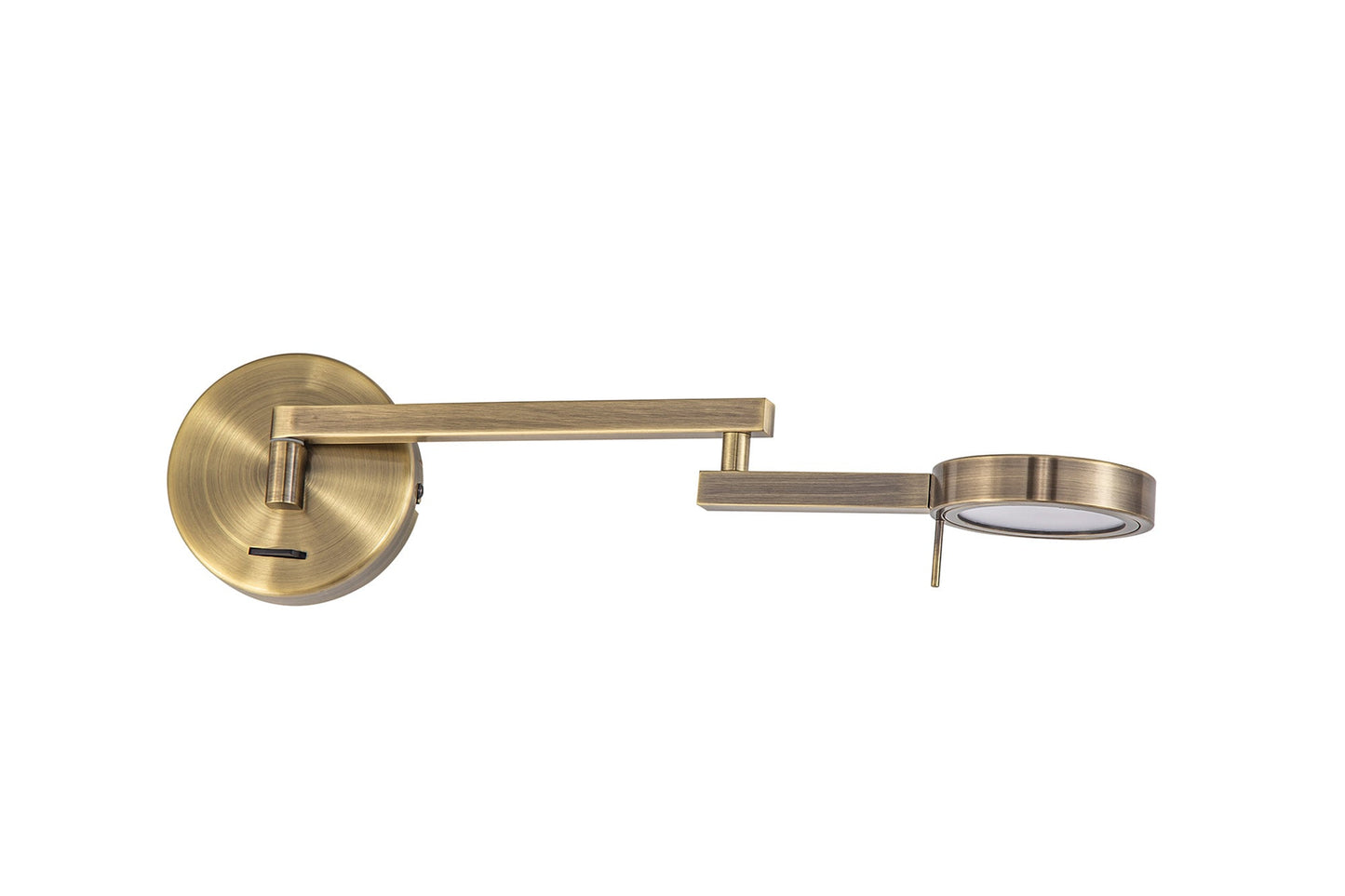 Somerford Switched Adjustable Swing Arm Wall Lamp and Reader, 1 x 8W LED, 3000K, Antique Brass, 3yrs Warranty