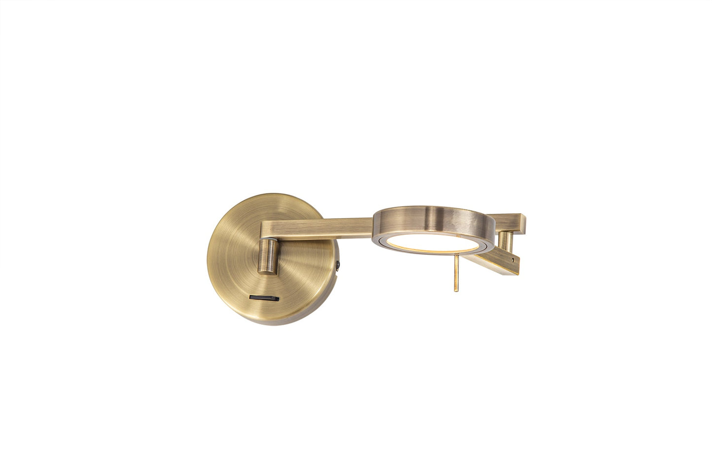 Somerford Switched Adjustable Swing Arm Wall Lamp and Reader, 1 x 8W LED, 3000K, Antique Brass, 3yrs Warranty