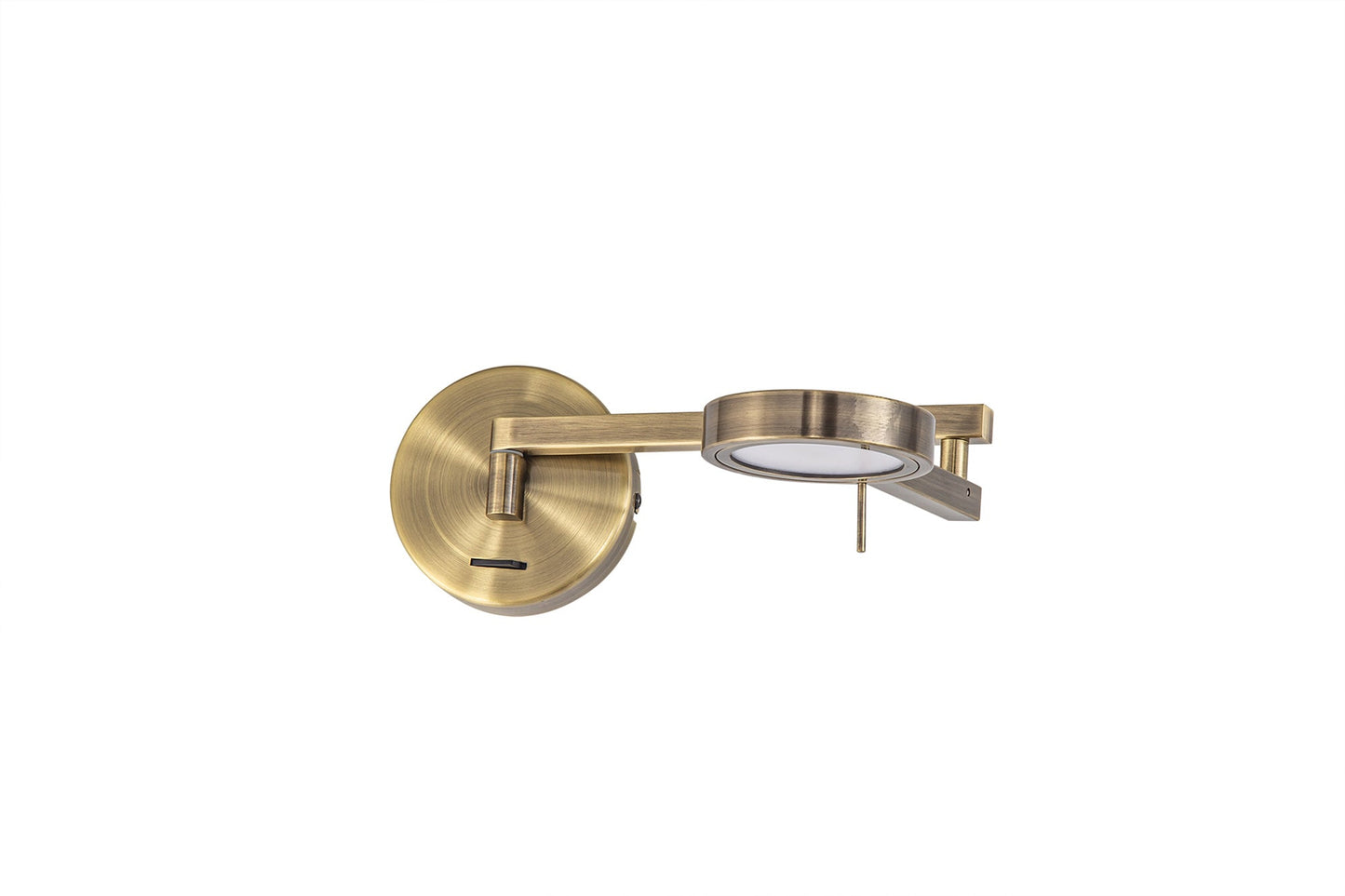 Somerford Switched Adjustable Swing Arm Wall Lamp and Reader, 1 x 8W LED, 3000K, Antique Brass, 3yrs Warranty
