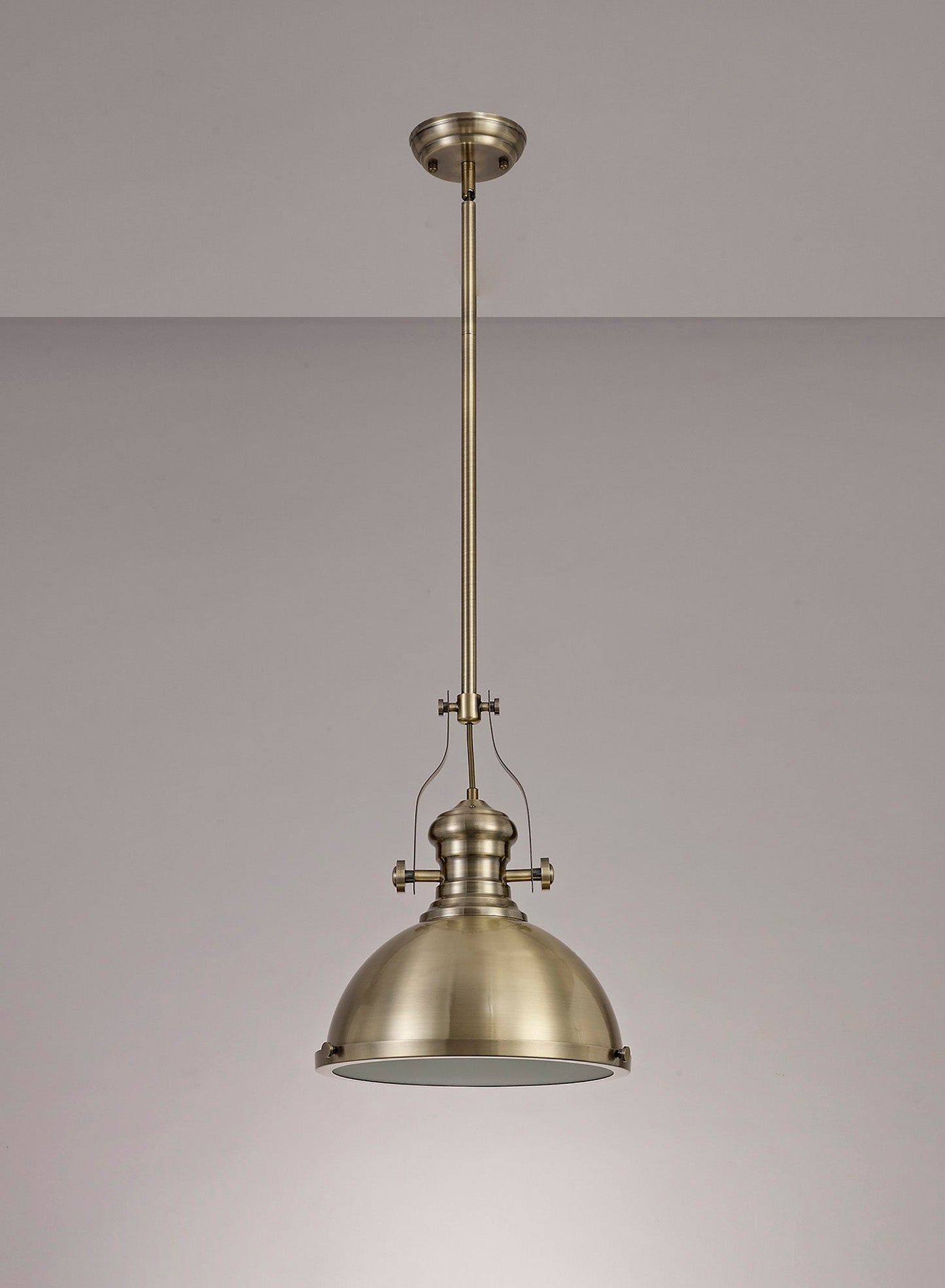 Stanley Pendant, 1 x E27, Antique Brass and Frosted Glass 2
