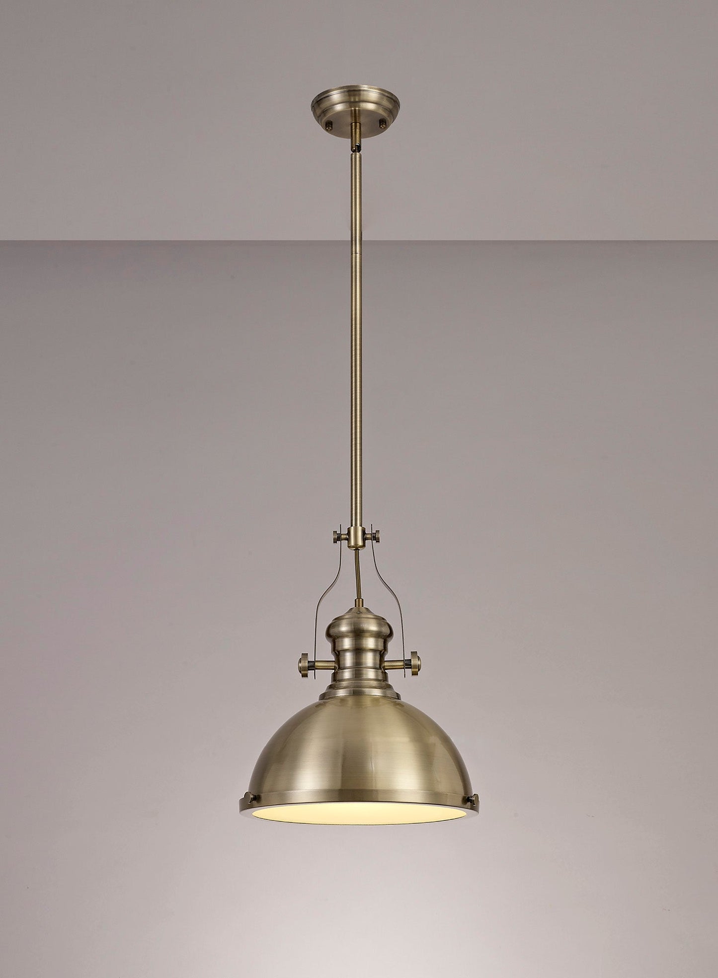 Stanley Pendant, 1 x E27, Antique Brass and Frosted Glass 2