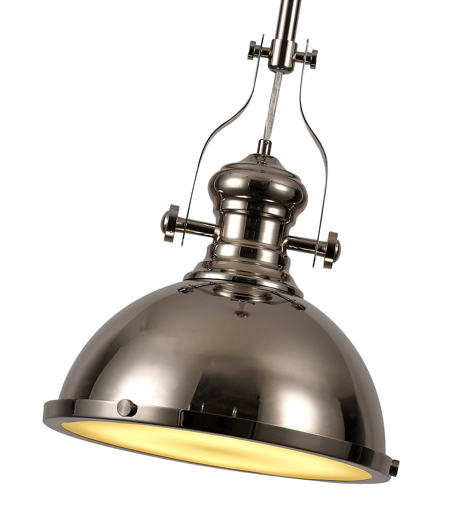 Stanley Pendant, 1 x E27, Polished Nickel and Frosted Glass 2