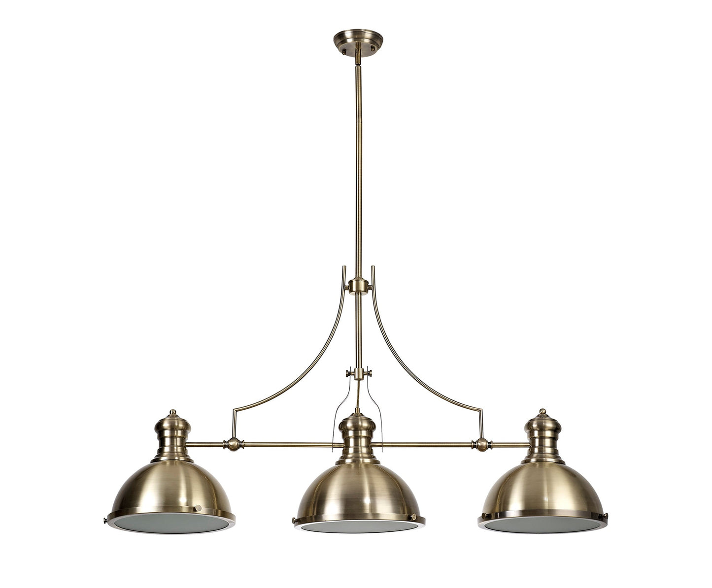 Stanley Linear Pendant, 3 x E27, Antique Brass and Frosted Glass 2