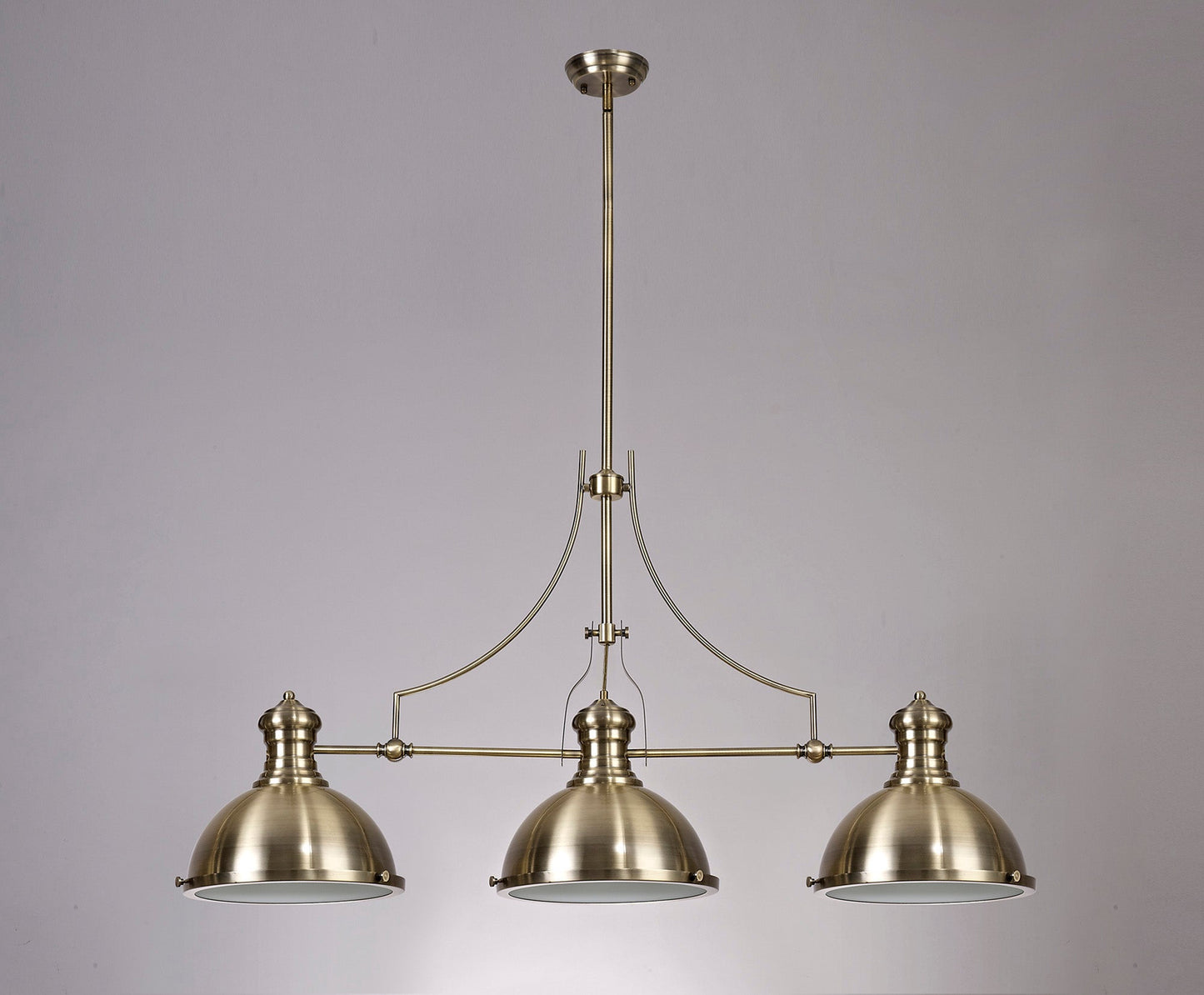 Stanley Linear Pendant, 3 x E27, Antique Brass and Frosted Glass 2