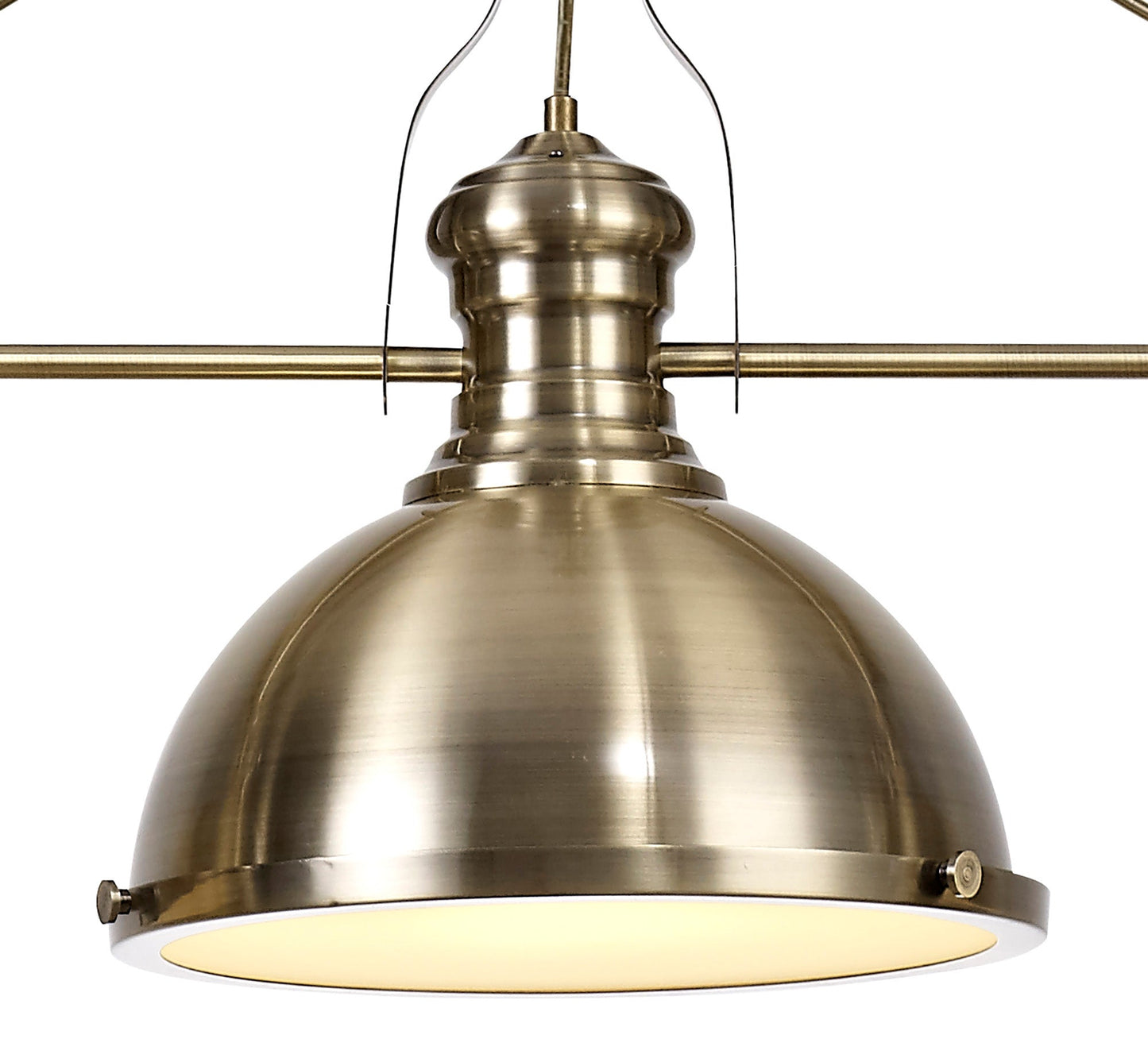Stanley Linear Pendant, 3 x E27, Antique Brass and Frosted Glass 2