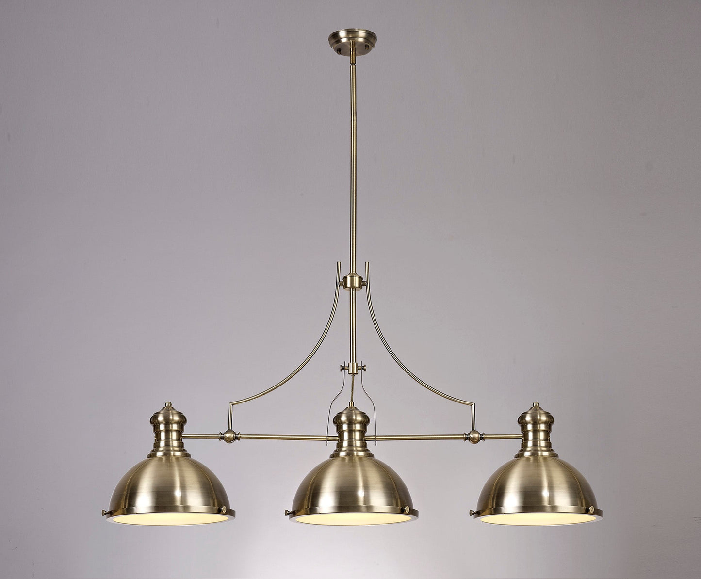 Stanley Linear Pendant, 3 x E27, Antique Brass and Frosted Glass 2