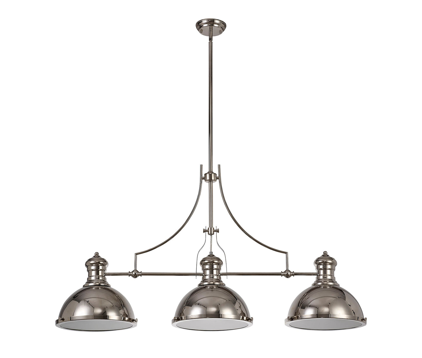 Stanley Linear Pendant, 3 x E27, Polished Nickel and Frosted Glass 2