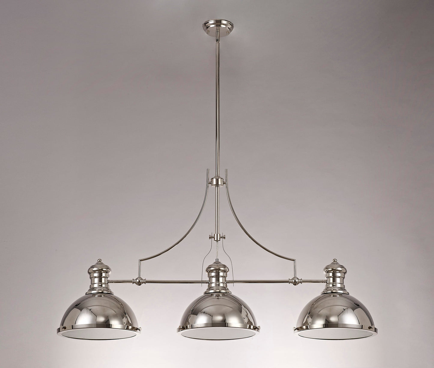 Stanley Linear Pendant, 3 x E27, Polished Nickel and Frosted Glass 2