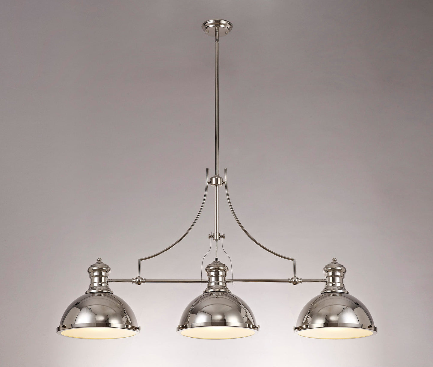 Stanley Linear Pendant, 3 x E27, Polished Nickel and Frosted Glass 2
