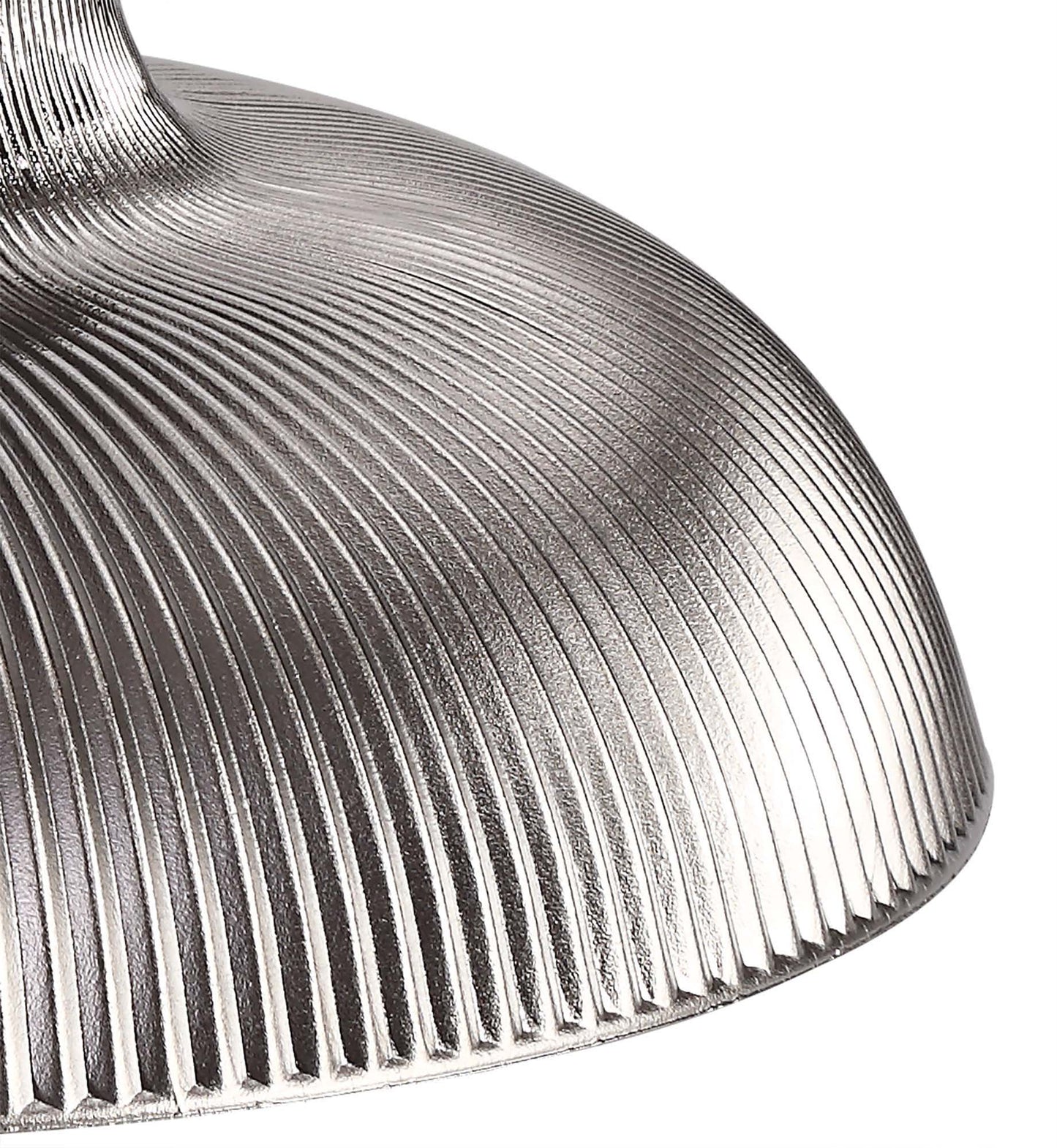 Stanley 1 Light Pendant E27 With 30cm Round Glass Shade, Polished Nickel and Smoked
