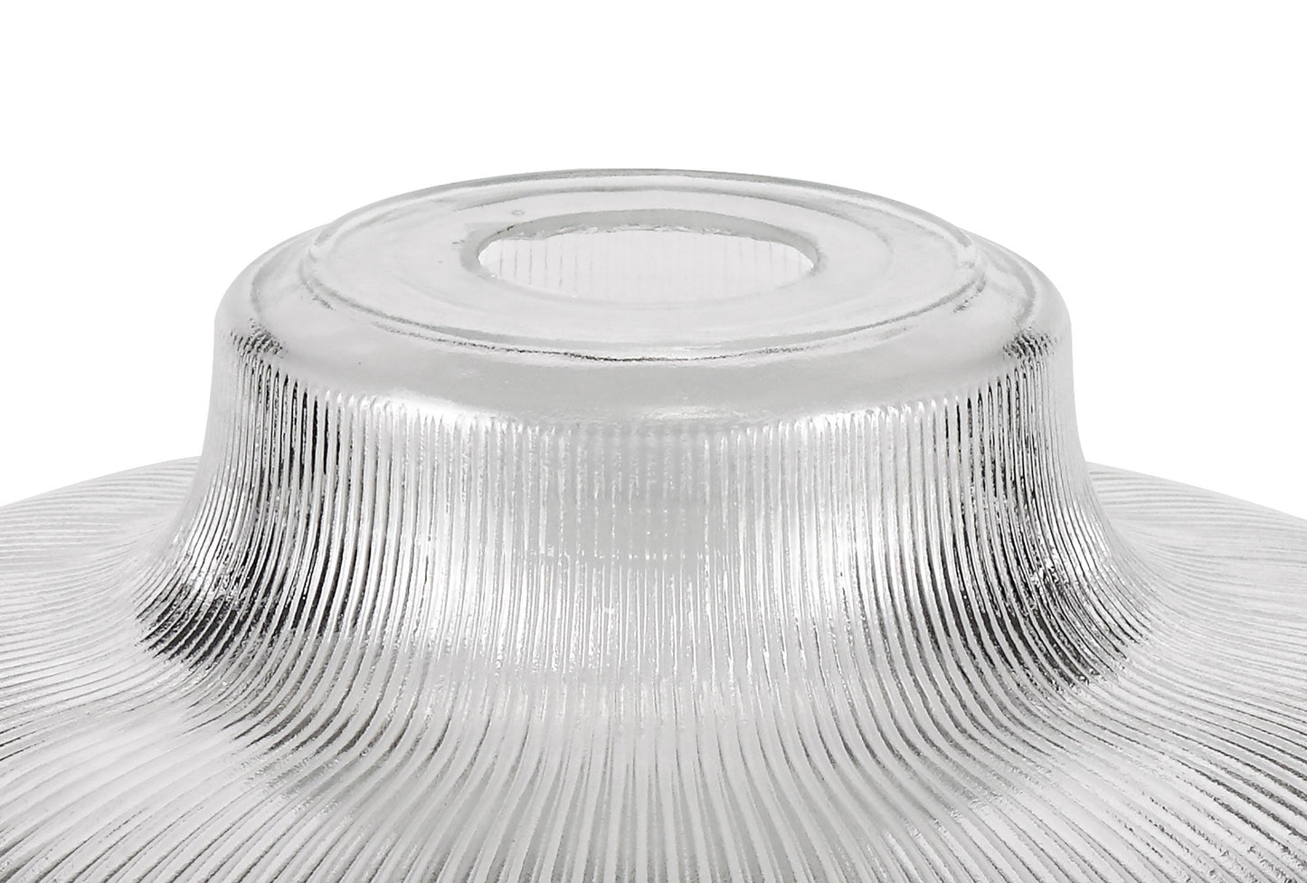 Stanley 1 Light Pendant E27 With 30cm Round Glass Shade, Polished Nickel and Clear