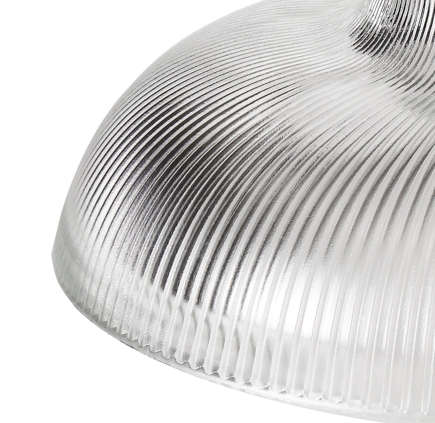 Stanley 1 Light Pendant E27 With 30cm Round Glass Shade, Polished Nickel and Clear