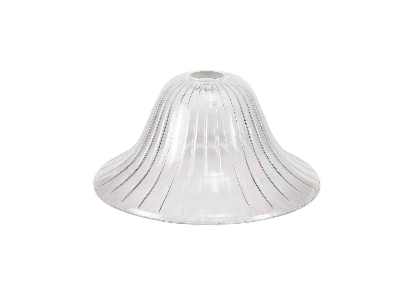 Stanley 1 Light Pendant E27 With 30cm Bell Glass Shade, Polished Nickel and Clear
