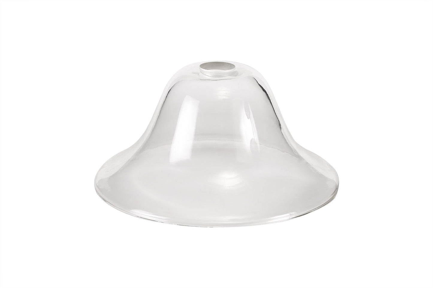 Stanley 1 Light Pendant E27 With 30cm Smooth Bell Glass Shade, Antique Brass and Clear