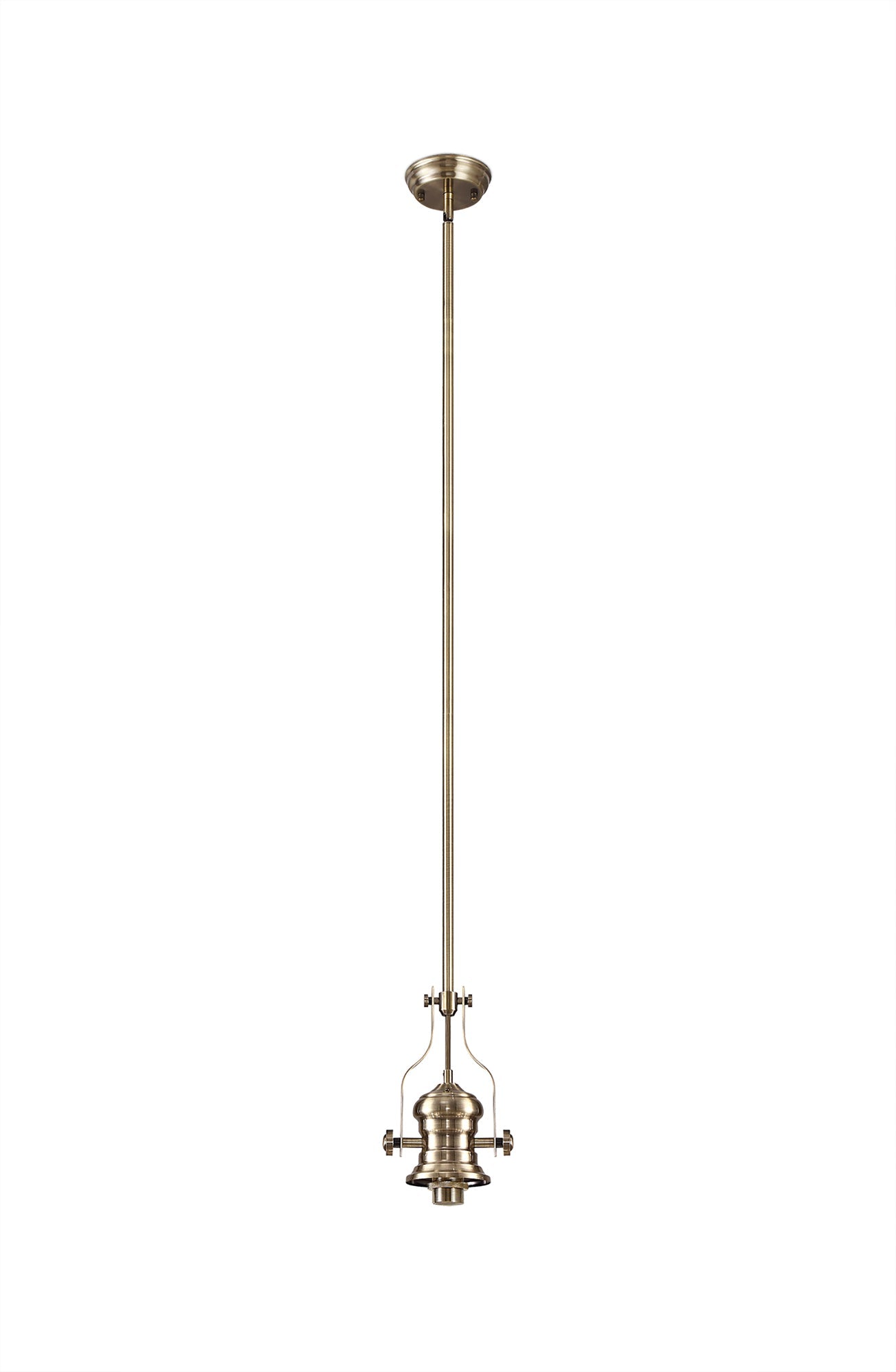 Stanley 1 Light Pendant E27 With 38cm Dome Glass Shade, Antique Brass and Clear