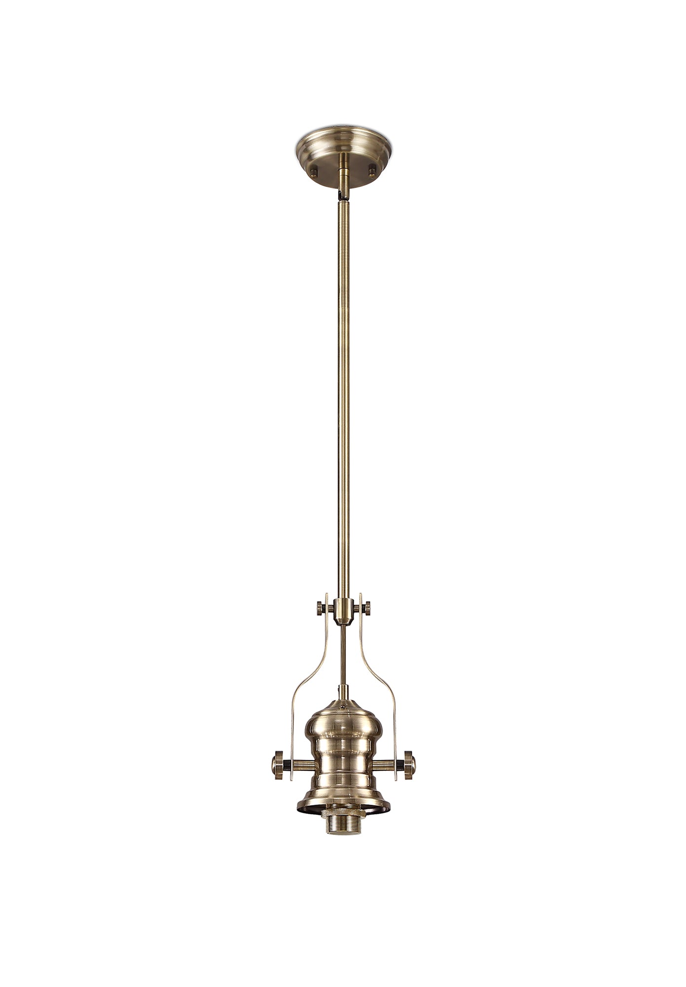 Stanley 1 Light Pendant E27 With 30cm Dome Glass Shade, Antique Brass and Clear