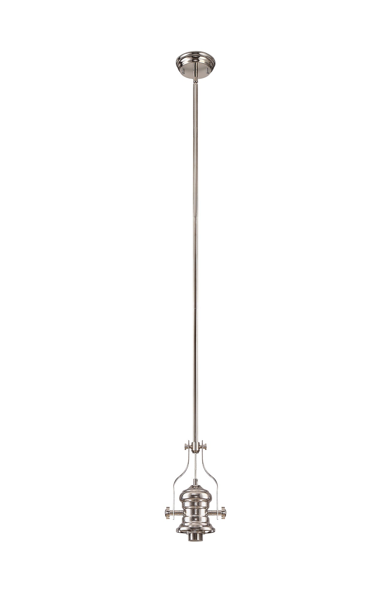Stanley 1 Light Pendant E27 With 38cm Dome Glass Shade, Polished Nickel and Clear