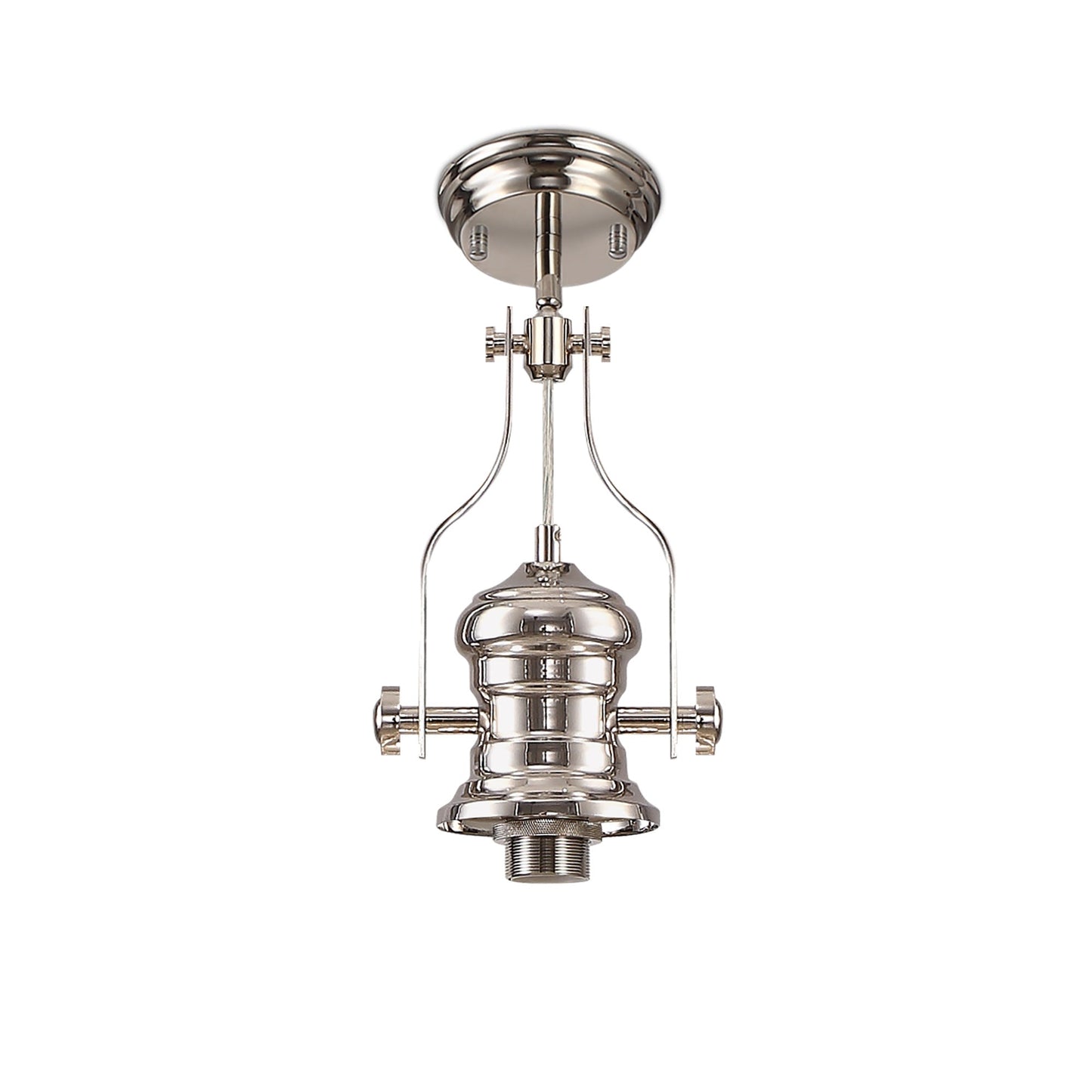 Stanley 1 Light Pendant E27 With 38cm Dome Glass Shade, Polished Nickel and Clear