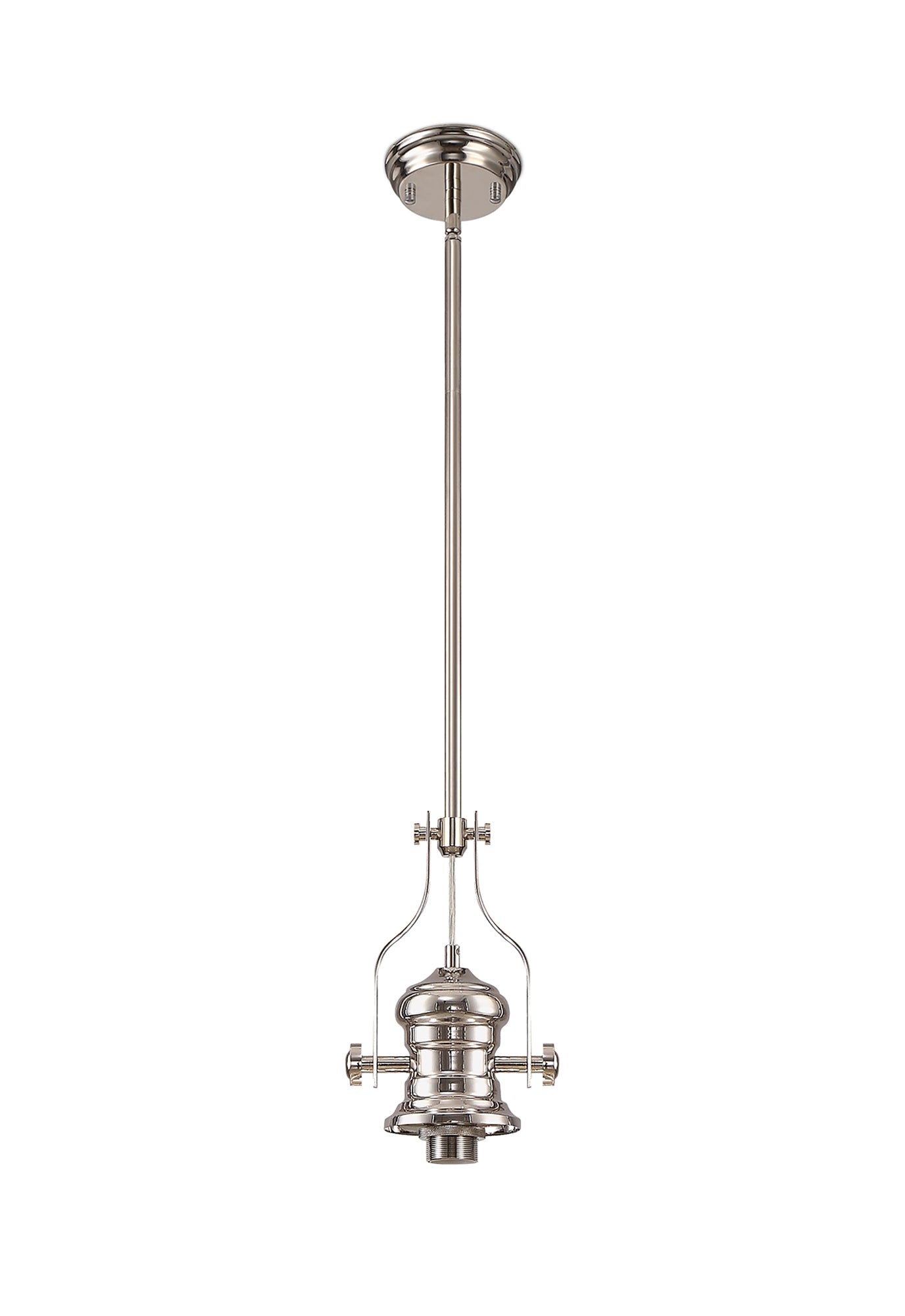 Stanley 1 Light Pendant E27 With 30cm Dome Glass Shade, Polished Nickel and Clear