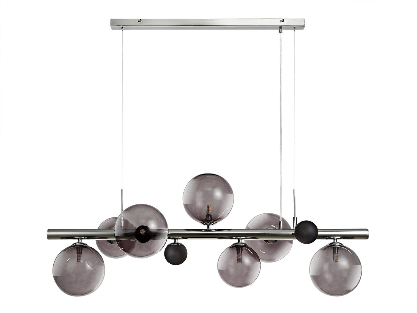 Stubbs Linear Pendant , 7 x G9, Polished Chrome, Smoked Glass