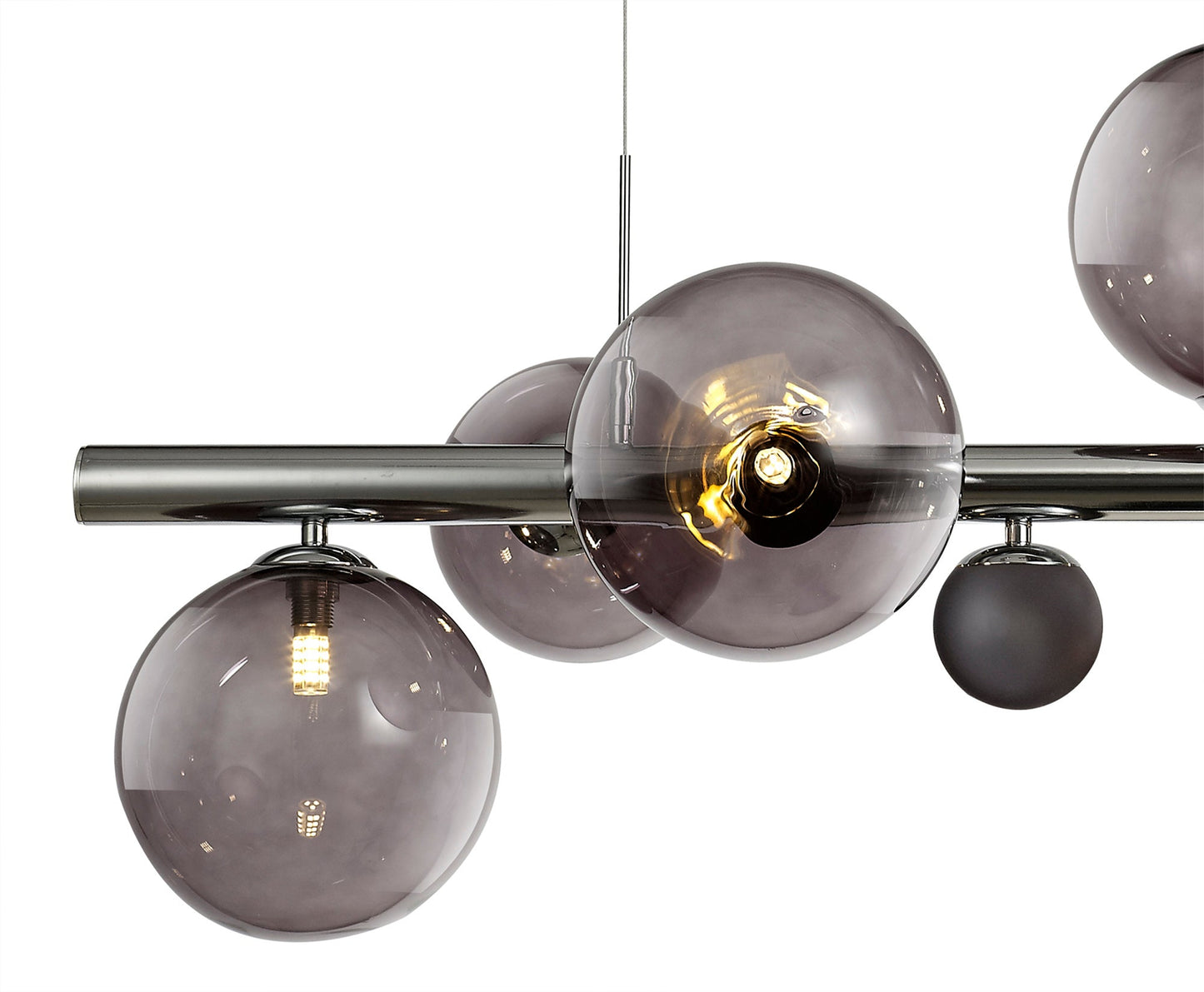 Stubbs Linear Pendant , 7 x G9, Polished Chrome, Smoked Glass